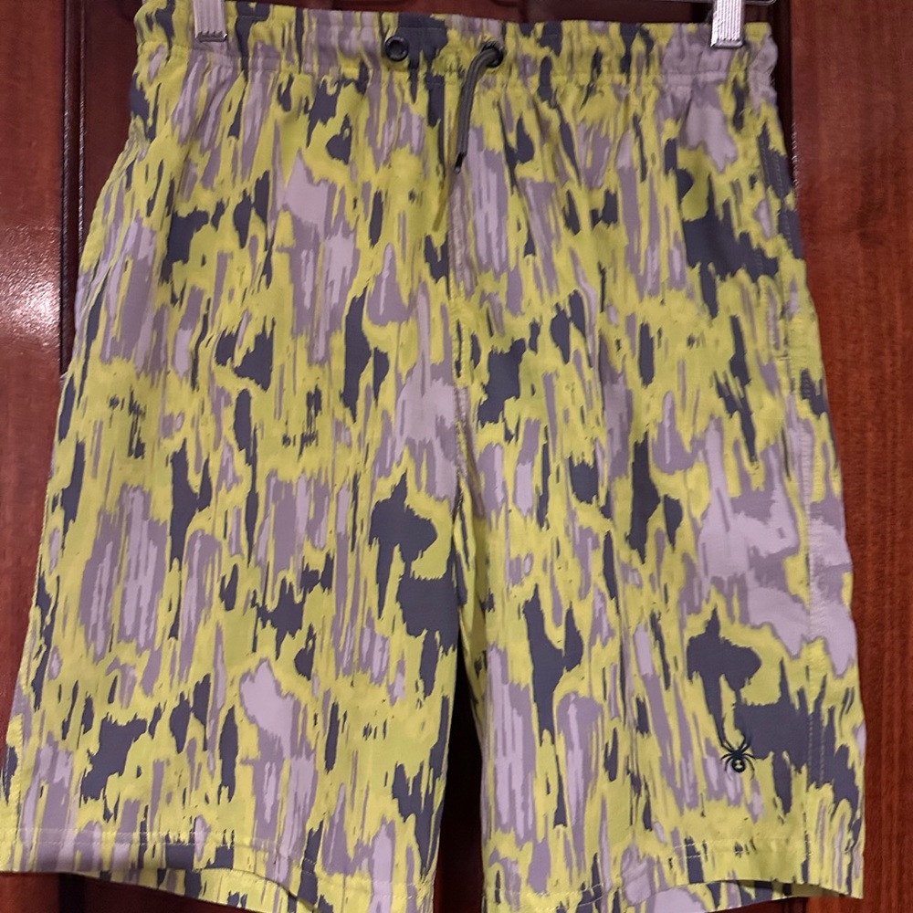 Spyder Kids Surf Swim Trunks - Yellow and Gray Gray Yellow Size 14B